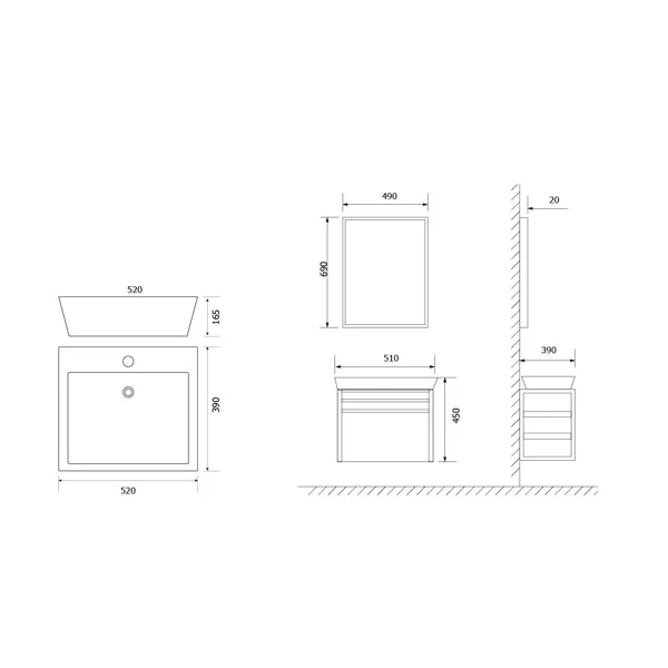 kích thước Lavabo sứ hảo cảnh C311