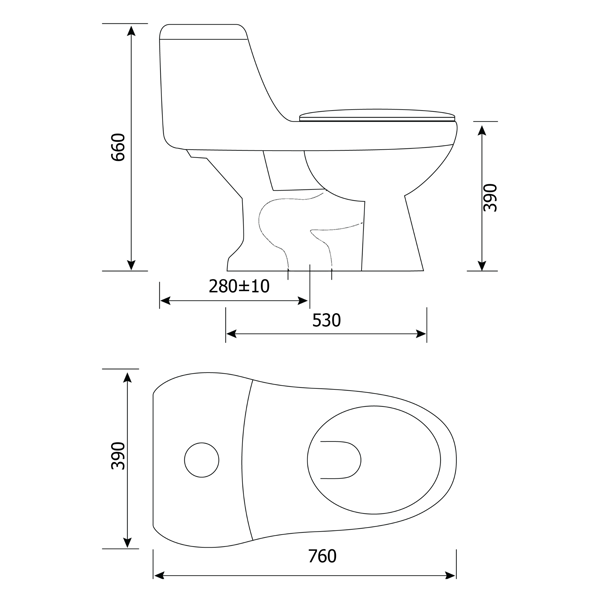 Two Button 1 Piece Toilet V1101